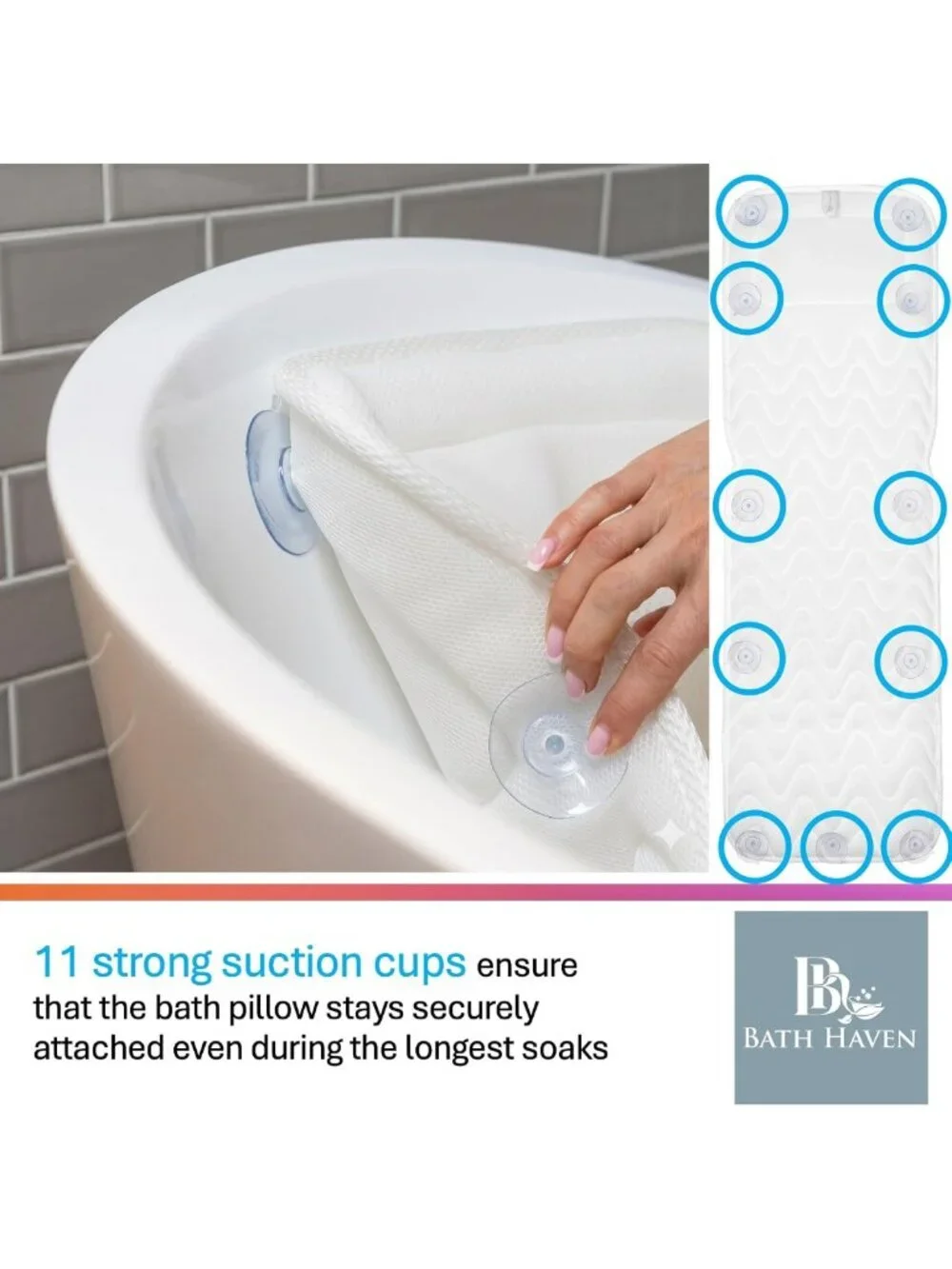 Luxurious Bath Pillow for Tub - Soft 3D Mesh Full Body Mat with Neck & Back